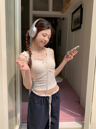 ruffle floral slip top