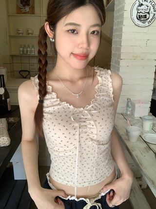 ruffle floral slip top