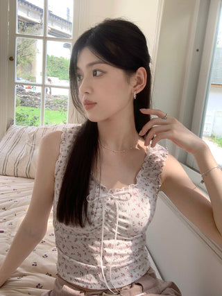 ruffle floral slip top