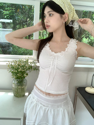 ruffle floral slip top