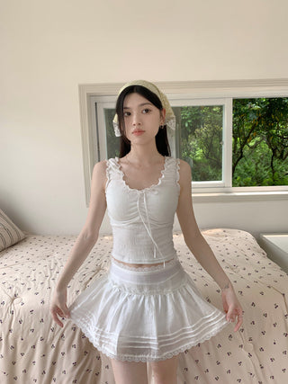 ruffle floral slip top