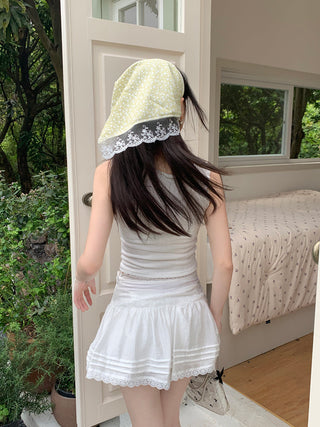 ruffle floral slip top