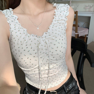 ruffle floral slip top