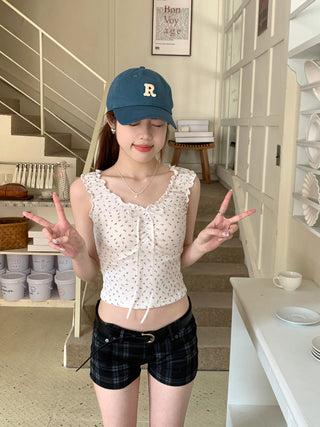 ruffle floral slip top