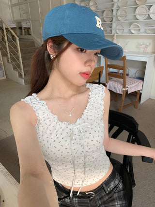 ruffle floral slip top