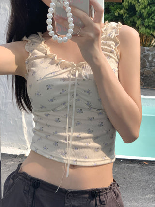 ruffle floral slip top