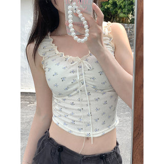 ruffle floral slip top