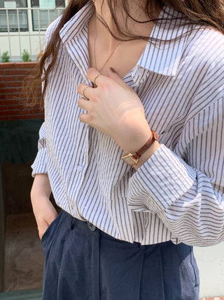 striped cream shirt top