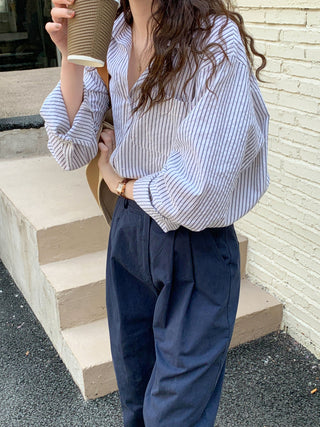 striped cream shirt top
