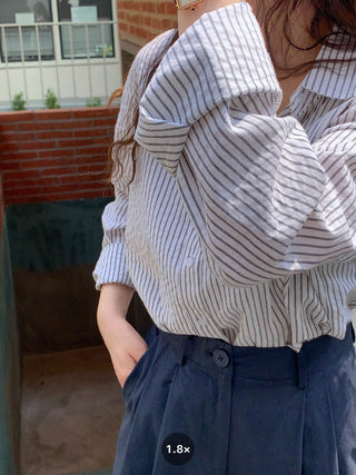 striped cream shirt top