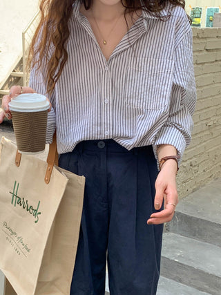 striped cream shirt top