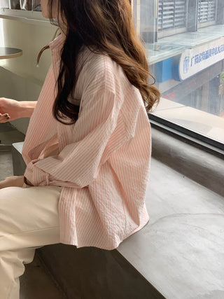 striped cream shirt top