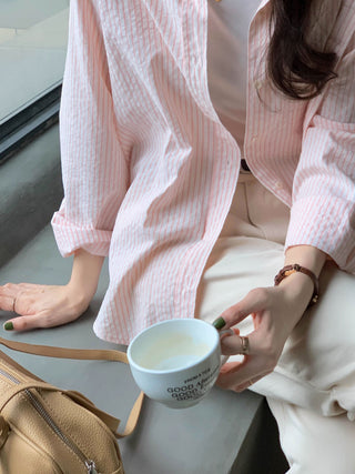 striped cream shirt top
