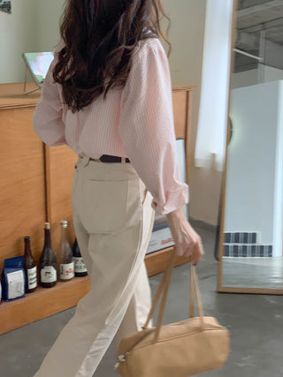 striped cream shirt top