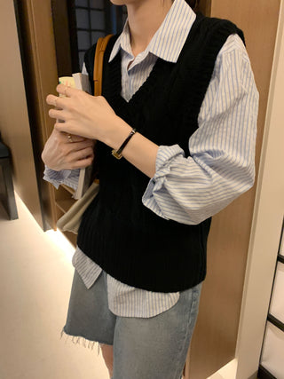 striped cream shirt top