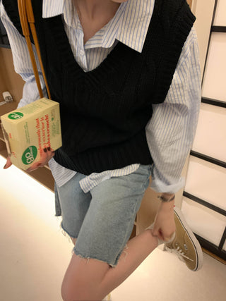striped cream shirt top