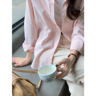 striped cream shirt top
