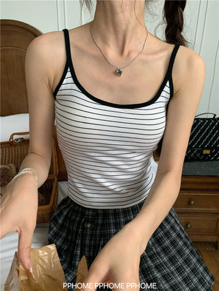 striped U-neck camisole