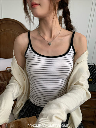 striped U-neck camisole