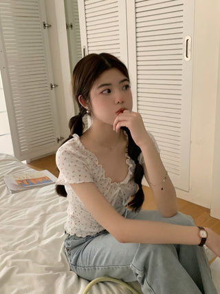 pleated lace-up tee top