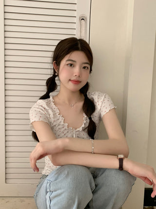 pleated lace-up tee top