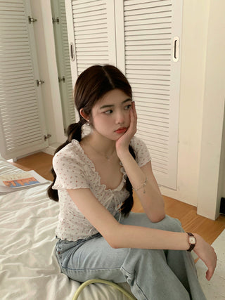 pleated lace-up tee top