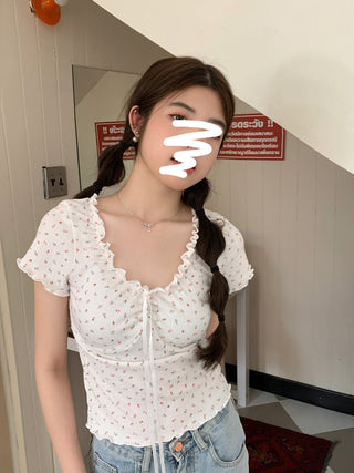 pleated lace-up tee top