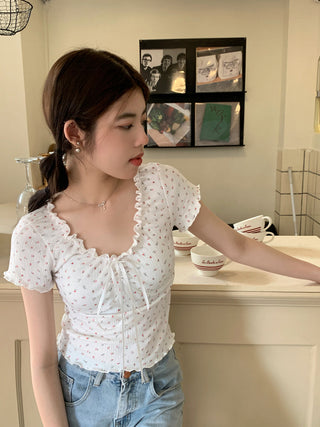 pleated lace-up tee top