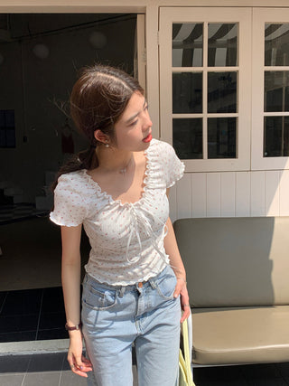 pleated lace-up tee top