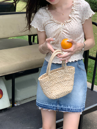 pleated lace-up tee top