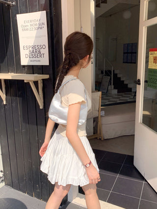 pleated lace-up tee top