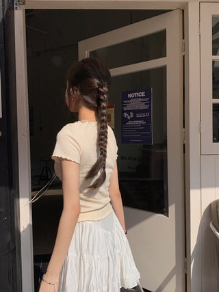 pleated lace-up tee top