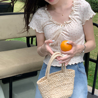 pleated lace-up tee top