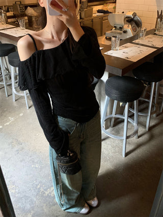 off-shoulder knitted tee