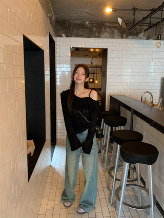 off-shoulder knitted tee