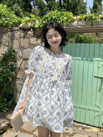 pleated lace-up doll dress