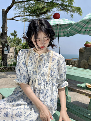 pleated lace-up doll dress