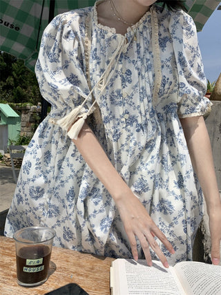 pleated lace-up doll dress