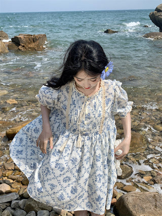 pleated lace-up doll dress