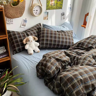 Preppy Plaid Brown Bedding Set