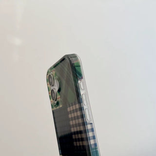 Glossy Green Plaid iPhone Case