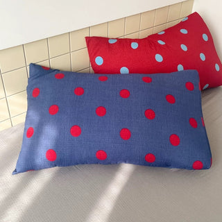 Blue and Red Polka Dot Duvet Cover Set