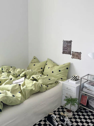 Sage Green Polka Dot Duvet Cover Set