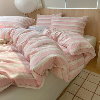 Coquette Pink Striped Duvet Cover Set