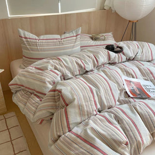 Vintage Cream Striped Duvet Cover Set