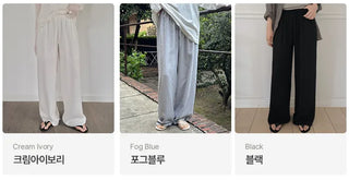[3 colors] Natural Fit Linen Banding Pants