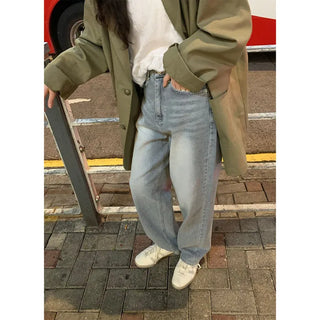 Washed wide denim pants