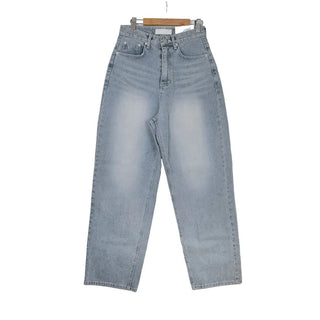 Washed wide denim pants