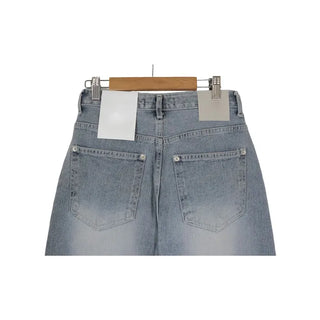 Washed wide denim pants