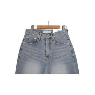 Washed wide denim pants